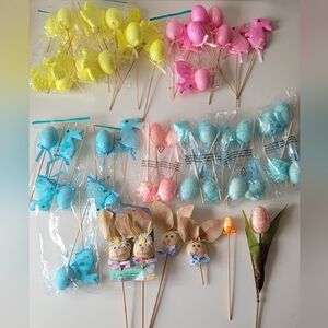 60 Easter Foam Glitter Picks Decor DIY Floral Wreaths Craft Supplies